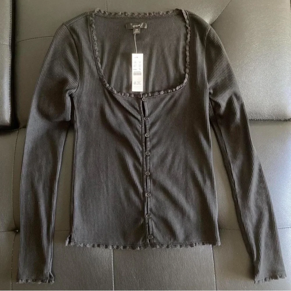 J.Crew Black Ribbed Cardigan - Picture 2 of 3